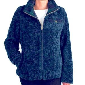 Pendleton Wool Blend Blue Plaid Pocket Sherpa Jacket Zipper Front 
Size Medium